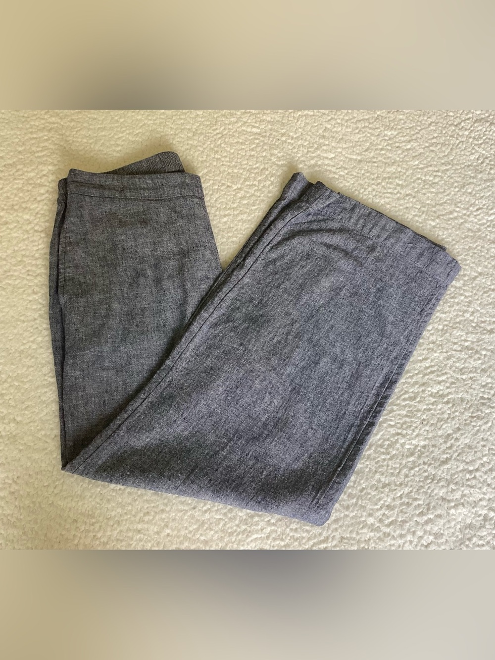 Chico’s 00 Gray Linen Blend Pull On Pants Coastal Quiet Luxury Cropped
